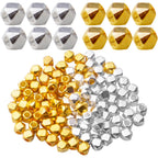 Cube Spacer Beads,100pcs Gold Silver Plated Alloy Cornerless Cube Beads Loose Beads for DIY Bracelet Necklace Jewelry Crafts Making