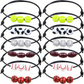 12pcs Adjustable Sport Theme Ball Charm Bracelets Soccer Basketball Baseball Volleyball Tennis Rugby Bracelet Wristbands Friendship for Teens Students Sport Team Players, 6 Styles