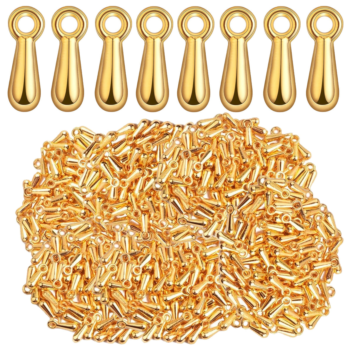 600pcs 6 Colors Teardrop Bead Charms Oval Extender Chain End Drop Dangle Charms Droplet Tail Chain Pendants for DIY Necklace Bracelet Jewelry Making Craft Decor