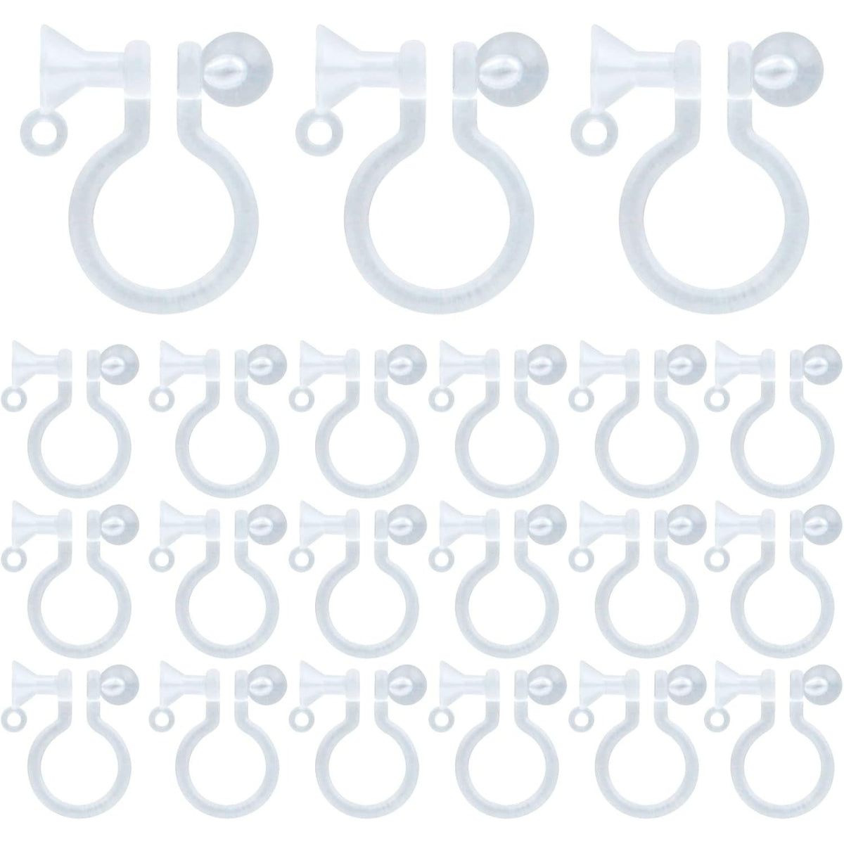 20pcs Resin Clip-on Earring Converter Component Clear Plastic Earring Clips Findings Fit 3mm Rhinestone for Non-Pierced Ears DIY Earring Making, 11x9.5mm