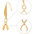 30pcs Gold Plated Stainless Steel Earring Hooks Hypoallergenic Ear Wire Buckle Fish Hooks with Pendant Clasp for DIY Dangle Earrings Jewelry Making Wedding Christmas Party Favor