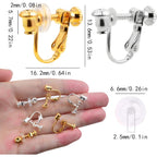 12pcs 2 Colors Screw Earring Clips Converters Brass U Shaped Adjustable Earring Components and 12pcs Clear Comfort Earring Cushions for Non-Pierced Ears DIY Jewelry Making