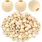 100pcs 12mm Wooden Beads Natural Unfinished Wood Spacer Beads Large Hole Round Loose Beads for Bracelet Pendants Crafts DIY Garland Jewelry Making, Hole: 5 mm