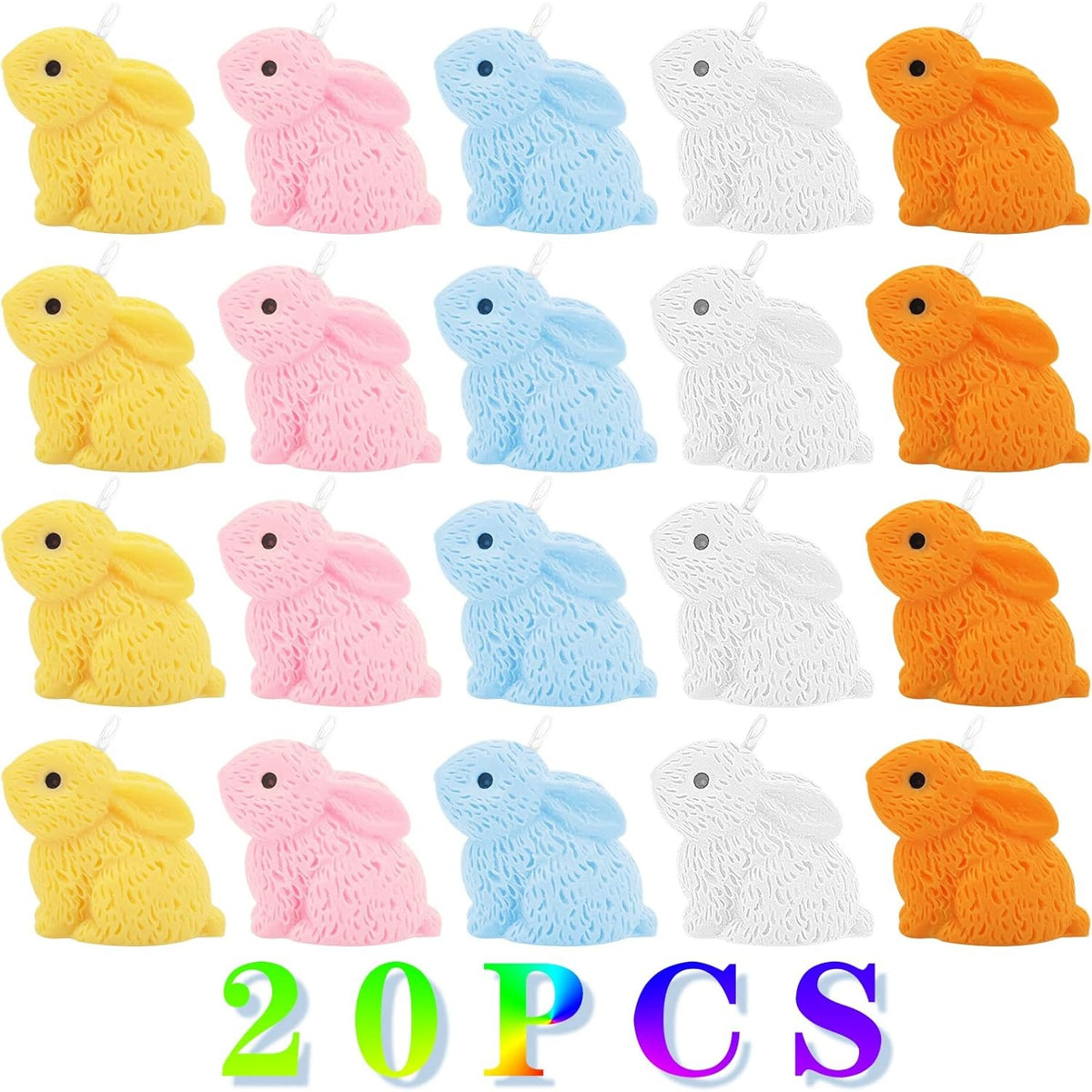 20pcs 5 Colors Resin Rabbit Charms Lovely Rabbit Shape Pendants Animal Dangle Charms Jewelry Accessories for DIY Necklace Bracelet Earrings