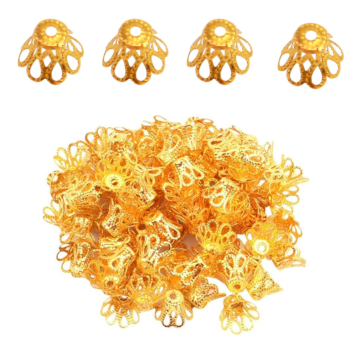 600pcs 3 Sizes Flower Bead Caps, 2 Colors, Elegant DIY Jewelry Making, Female Birthday Occasion