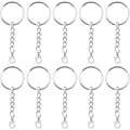 30pcs 25 mm Silver Split Keyrings with Chain Metal Keychain Rings Parts with Jump Rings Lanyard Snap Hook Lobster Claw Clasps for DIY Keychains Art Crafts Jewelry Making
