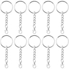 30pcs 25 mm Silver Split Keyrings with Chain Metal Keychain Rings Parts with Jump Rings Lanyard Snap Hook Lobster Claw Clasps for DIY Keychains Art Crafts Jewelry Making