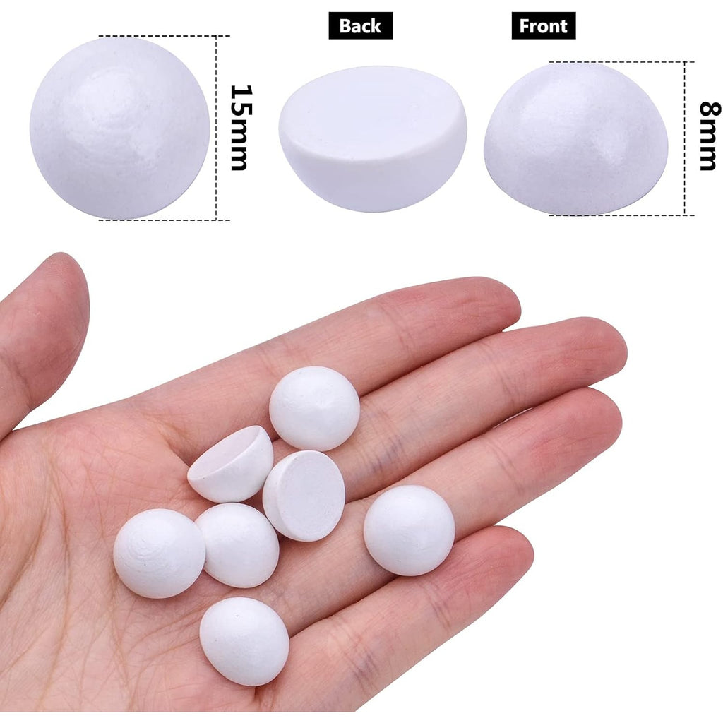 100pcs 15 mm Half Wooden Round Balls Natural Wood Craft Beads Unfinished Split Wood Balls for DIY Paint Christmas Home Party Ornament Art Crafts Decor Supplies, White