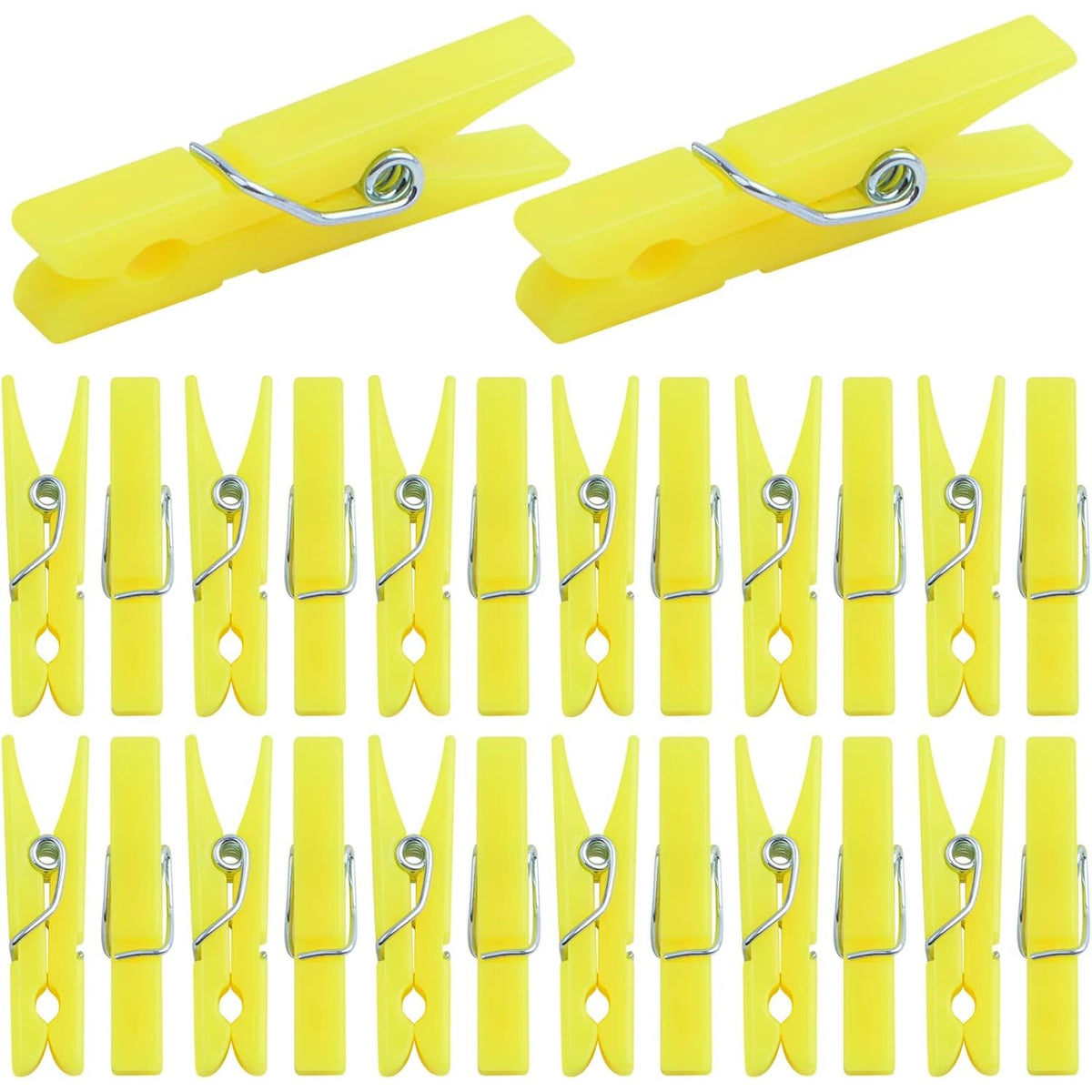 100 Pieces Mini Plastic Clothespins Sturdy Photo Paper Clips Decorative Craft Clips for Hanging Picture Arts Scrapbooking Home Wedding Decor, Yellow