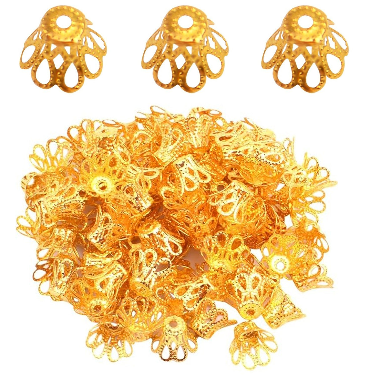 600pcs 3 Sizes Flower Bead Caps, 2 Colors, Elegant DIY Jewelry Making, Female Birthday Occasion