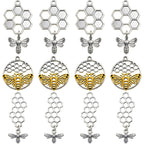 18pcs 3 Styles 3D Honey Comb Bee Charms Antique Silver Alloy Honeybee Honeycomb Pendants Hollow Flying Animal Dangle Charm Embellishments for DIY Bracelet Necklace Jewelry Making