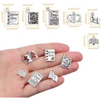 60 Pieces Small Book Charms Metal Notebook Diary Pendants Charm for Bracelet DIY Necklace Keychain Jewelry Making, 6 Styles,Antique Silver