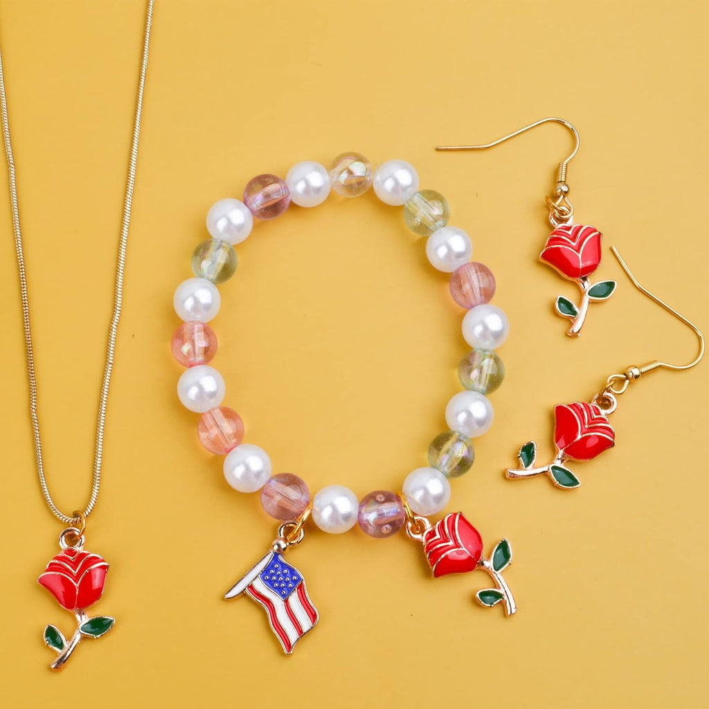 30pcs Enamel Rose Flower Charm Pendants Lovely Dangle Charms for Valentine's Day DIY Bracelet Necklace Earrings Jewelry Making, Red
