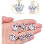 20pcs Silver Crown Shape Dangle Charms Alloy Lovely Queen Crown Pendants with Rhinestone Craft Supplies for DIY Necklace Earrings Jewelry Making Valentine's Gifts, 2 Styles