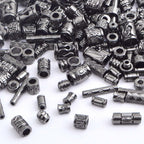 100 Gram Mixed Styles Column Spacer Beads Alloy Barrel Tube Bar Shape Loose Charm Beads Accessories for DIY Bracelet Jewelry Making Craft Decor, Gun Black