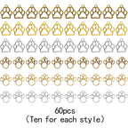 60pcs 2 Styles Animal Paw Print Pendant Charms Tibetan Alloy Bear Footprint Cat Paw Charms Craft Accessories for DIY Bracelet Earrings Jewelry Making Findings, 3 Colors