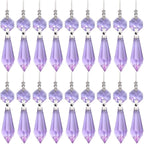 20 Pieces Chandelier Icicle Crystal U-Drop Prisms Lamp Parts Glass Pendants Beads for Wedding, Party or Holiday Decoration, 37mm, Purple