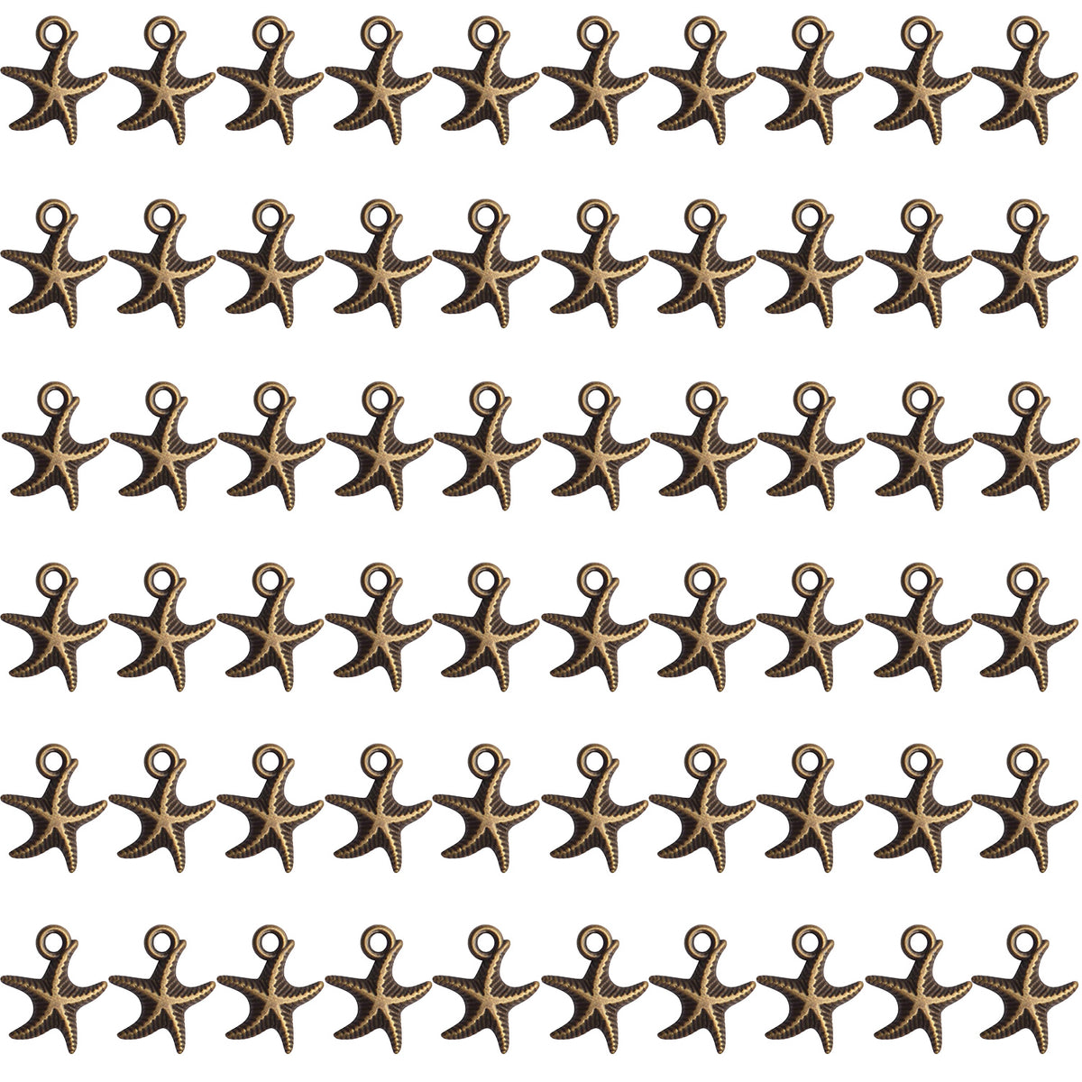 60pcs Antique Starfish Charms Sea Animal Charm Pendant Jewelry Making Accessories for DIY Necklace Bracelet Keychain
