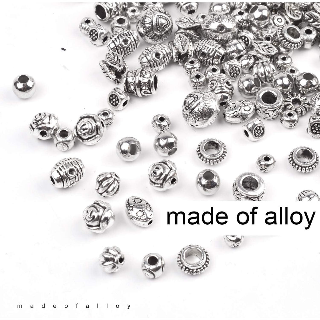 100g (About 130-180pcs) Antique Silver Round Small Beads Jewelry Bead Charm Spacers for Jewelry Making Bracelets Necklace