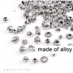 100g (About 130-180pcs) Antique Silver Round Small Beads Jewelry Bead Charm Spacers for Jewelry Making Bracelets Necklace