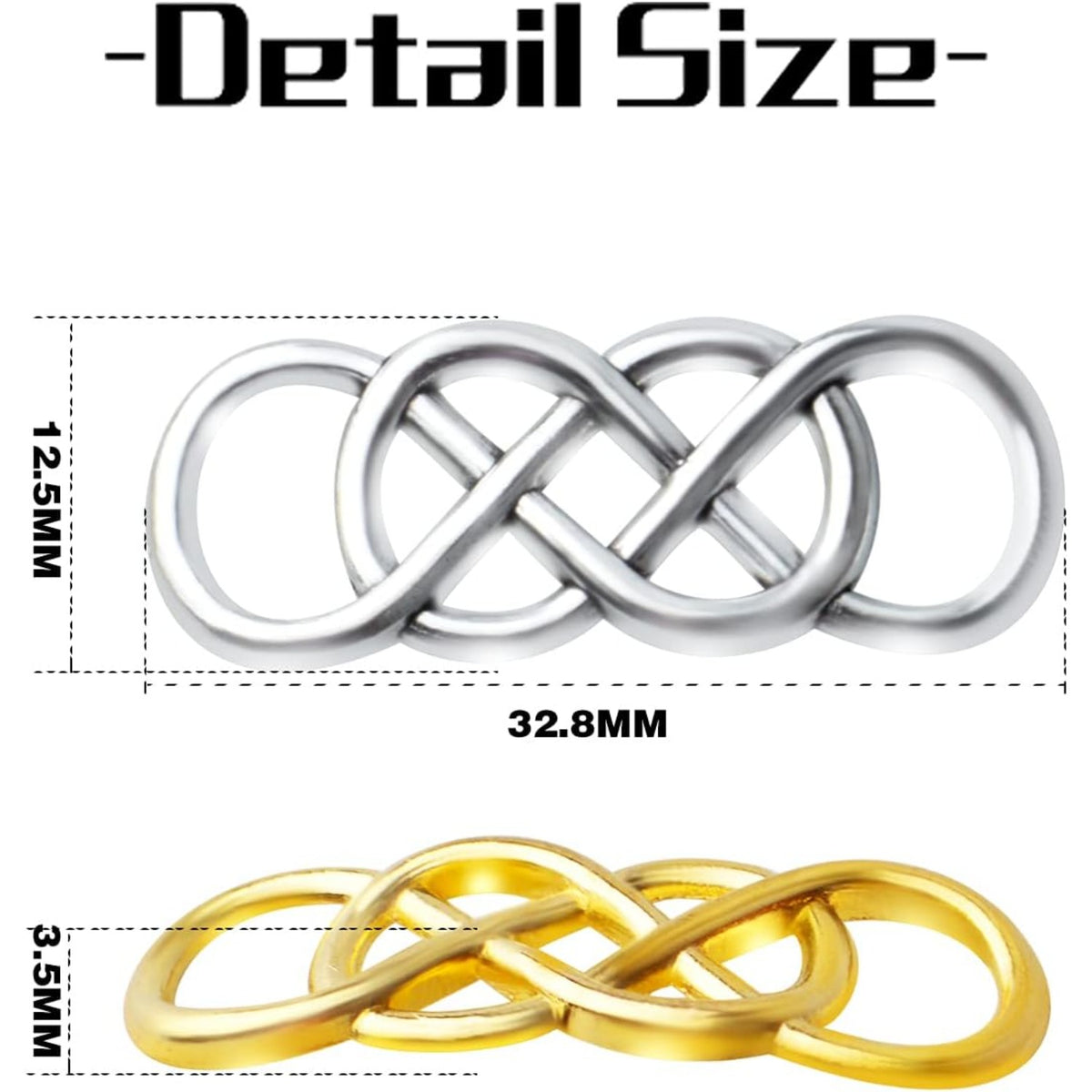 50pcs Double Infinity Symbol Connector Charms Alloy Pendant Charm Connectors for DIY Bracelet Necklace Jewelry Making,32.8mm×12.5mm