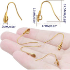 30 Pieces Golden Plated Earring Hooks Hypoallergenic Brass Ear Wire Fish Hooks with Teardrop Shape Dangle Earrings for DIY Earring Jewelry Making Findings