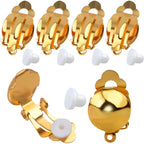 20 Pieces Clip On Earring Converter Non-Pierced Earrings Components with Loop and 20 Pieces Earring Cushions for Earring Making,Sliver and Gold