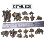 100g Antique Bronze Elephant Charm Pendants Tibetan Alloy Animal Charms Elephant Bead Charm Craft Supplies for Jewelry DIY Necklace Bracelet Making Accessory, Mixed Styles