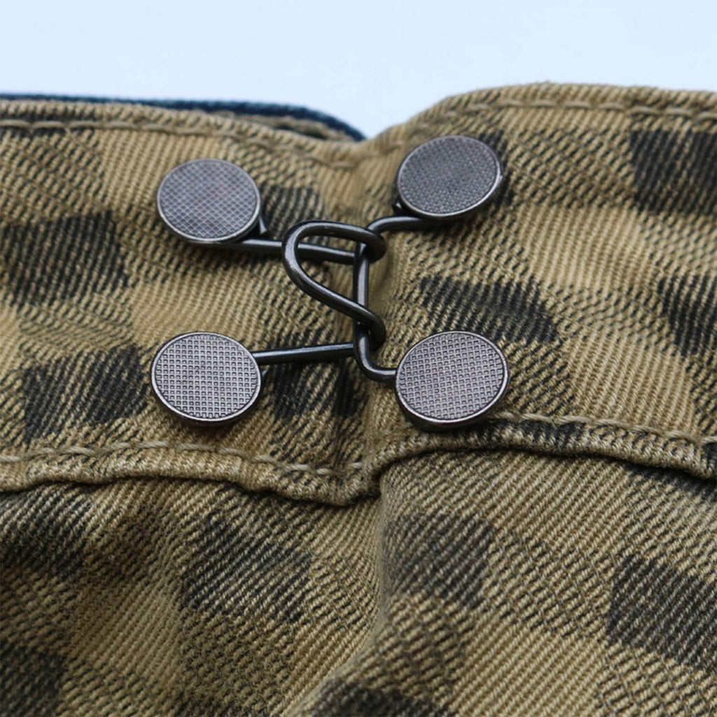 Adjustable Waist Buckles Set, 4 Sets Adjustable Waist Buckle Extender Jeans Buttons Extender Nail-Free Waist Extender Button Fit Instant Button, Golden, Silver, Gun Black, Bronze