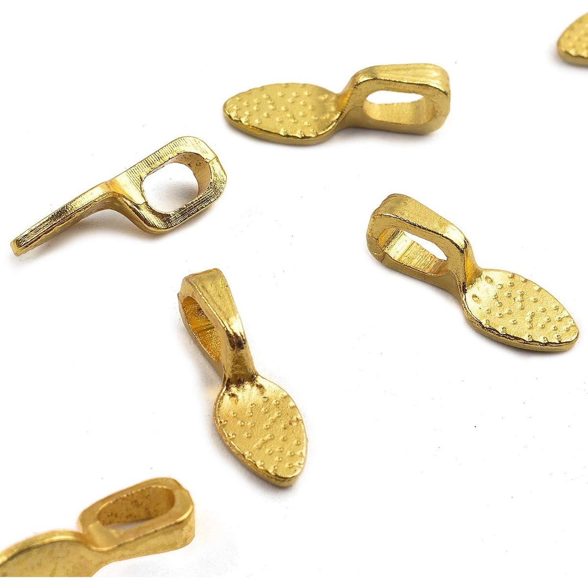120Pcs Oval Spoon Scrabble Glue On Flat Rocks Earring Pad Bails for Fitting Glass Cabochon Tiles Necklaces Pendants with 1Pcs Box,Gold