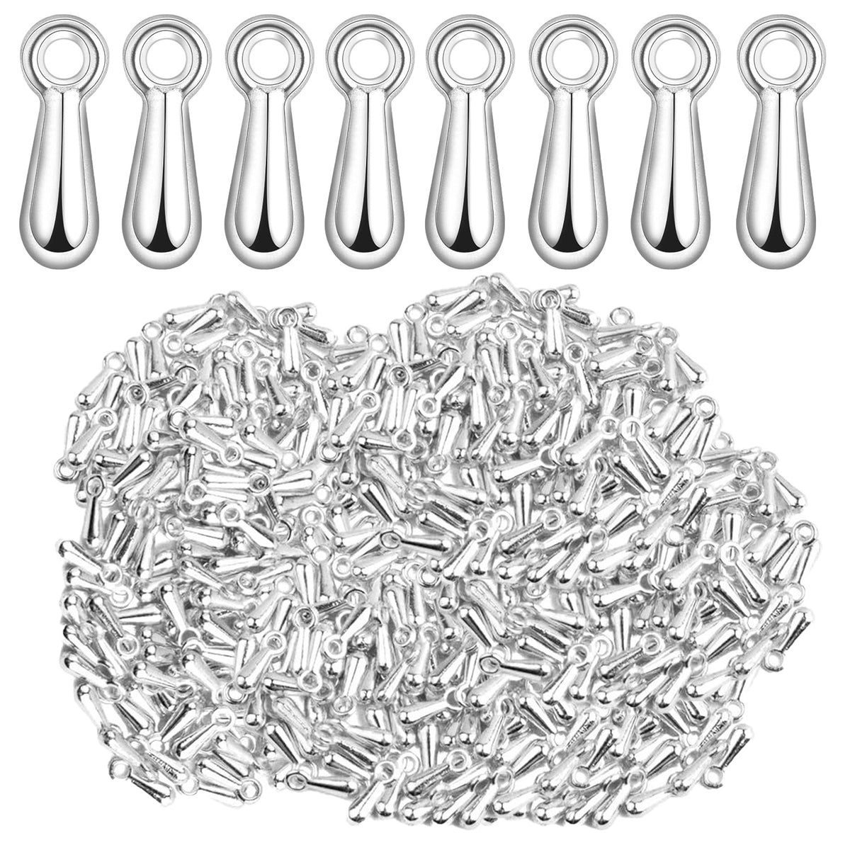 600pcs 6 Colors Teardrop Bead Charms Oval Extender Chain End Drop Dangle Charms Droplet Tail Chain Pendants for DIY Necklace Bracelet Jewelry Making Craft Decor