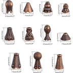100 Gram (About 110-150pcs) Mixed Styles Bead Caps Vintage Alloy Flower Spacer Beads Tassel Cone Bead Caps Accessories for DIY Bracelet Necklace Jewelry Making, Antique Copper