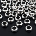 60pcs Rondelle Large Hole Spacer Beads Tibetan European Spacer Loose Hole Metal Beads for Necklace Bracelet Jewelry Making,10×6×5mm