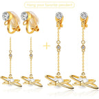 16pcs Clip-on Earring Converters Brass Triangle Earring Clips with Crystal Rhinestone Earring Findings and 16pcs Silicone Ear Pads for Non-Pierced Ears DIY Jewelry Making, 2 Colors