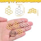 100 Pieces Hollow Frame Honeycomb Charms Alloy Blank Open Back Bezel Pendants Charms for DIY Necklace Bracelet Jewelry Making Resin Crafts, 2 Colors