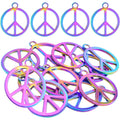 10 Pieces Rainbow Color Peace Sign Pendant Charms Alloy Peace Symbol Dangle Charms Peace Pendants Craft Supplies for DIY Necklace Bracelet Keychains Jewelry Making