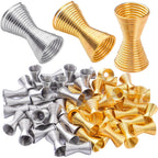60pcs Double Side Large Artistic Spring Beads Caps Alloy Spacer Beads Caps Jewelry Bead Connectors Accessories for DIY Bracelet Necklace Crafts Jewelry Making, Golden and Silver