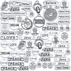 Inspiration Words Charms, 100g (40-60pcs) Mix Lettering Saying Pendants Engraved Motivational Charms Beads for Crafting, Jewelry Findings Making Accessory for DIY Necklace Bracelet