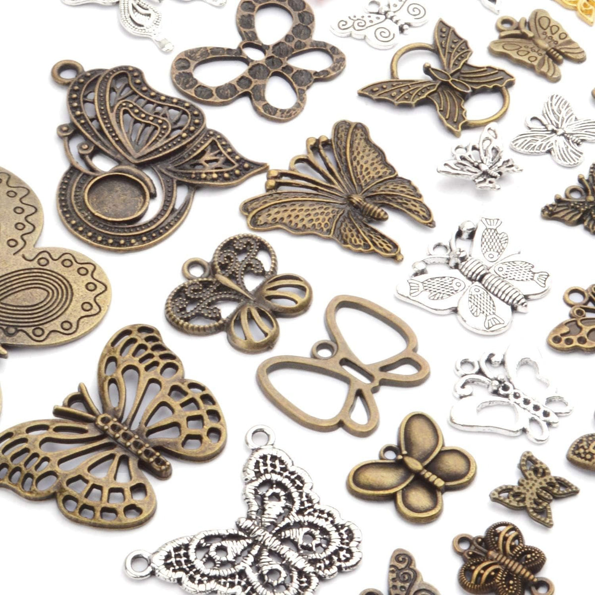 100g Mixed Butterfly Charms Vintage Fly Insect Pendant Charms for Necklace Bracelet Jewelry Making Crafting