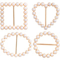 8pcs T Shirt Scarf Clip Ring Round Square Oval Heart Shape Scarf Ring Clip Buckle with Pearl for Clothing Ring Wrap Holder Parties Costume Clothes Corner(4 Styles)