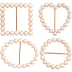 8pcs T Shirt Scarf Clip Ring Round Square Oval Heart Shape Scarf Ring Clip Buckle with Pearl for Clothing Ring Wrap Holder Parties Costume Clothes Corner(4 Styles)