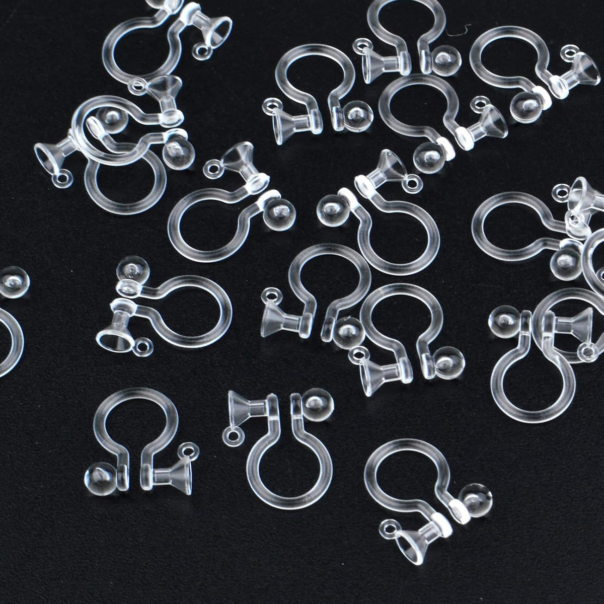 20pcs Resin Clip-on Earring Converter Component Clear Plastic Earring Clips Findings Fit 3mm Rhinestone for Non-Pierced Ears DIY Earring Making, 11x9.5mm