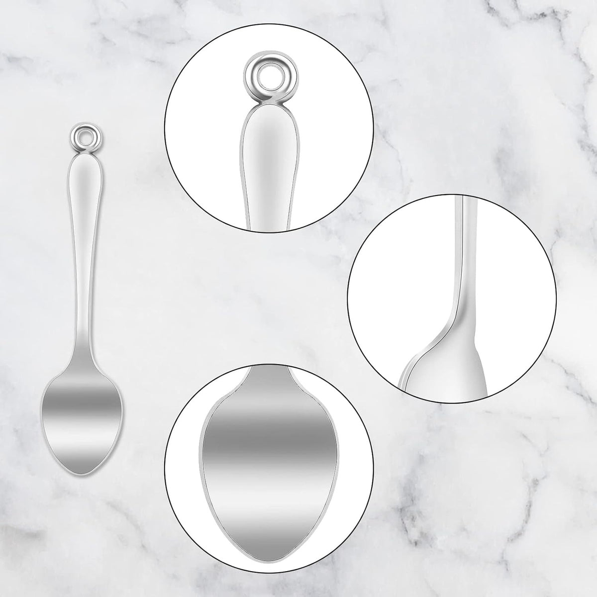 50pcs Antique Silver Spoon Pendant Charms Mini Alloy Kitchen Tableware Charms Micro Scoops Spoon Pendants Jewelry Findings for Necklace Bracelet Keychains Home Kitchen Supplies