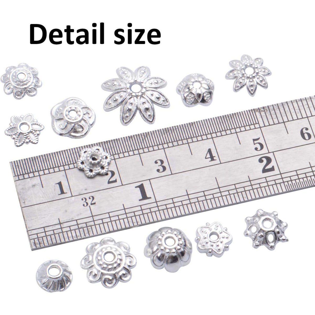 100 Gram(About 180-350pcs) Bead Caps Metal Spacers Jewelry Findings Accessories for Bracelet Necklace Jewelry Making,Silver