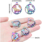 10 Pieces Rainbow Color Wolf Shape Charms Alloy Hollow Animal Wolf Dangle Pendants Hanging Ornaments for DIY Necklace Bracelet Jewelry Making Crafting, 25 x 21 mm