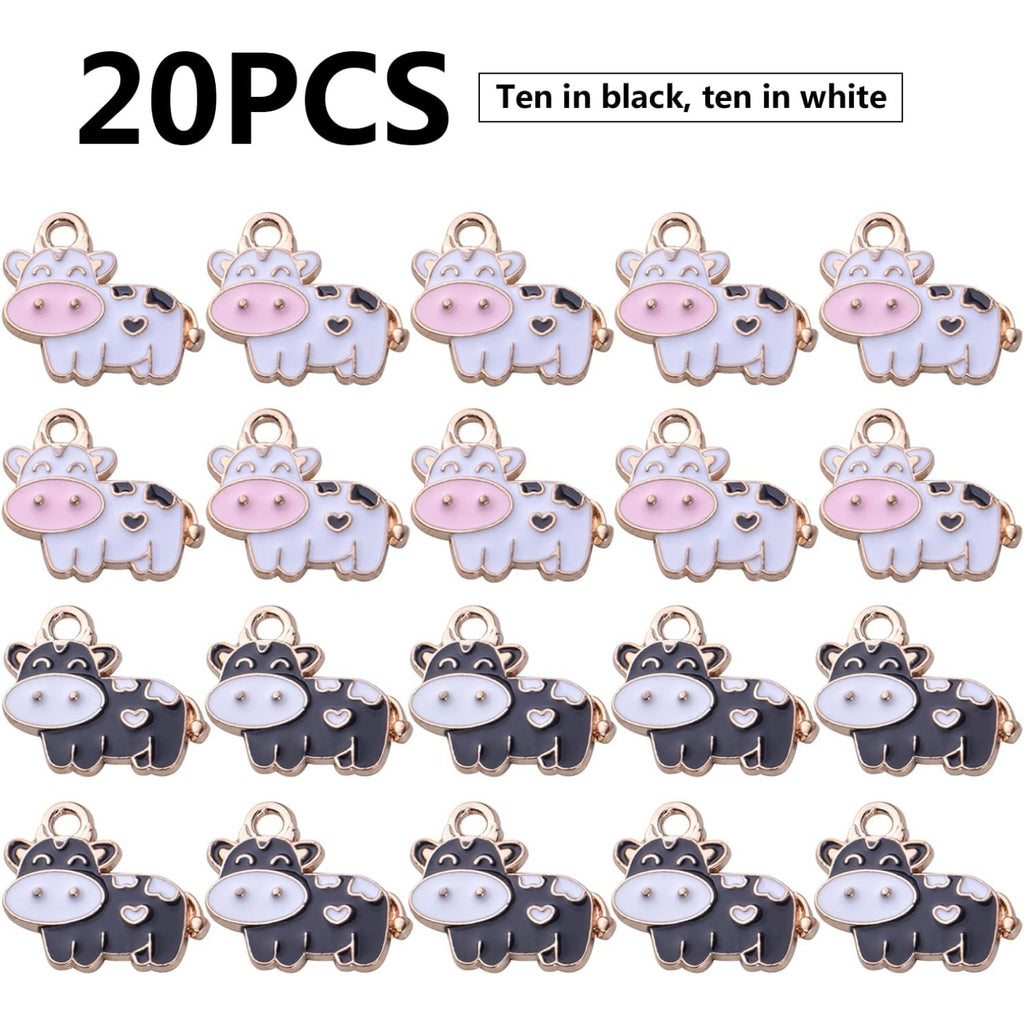 20pcs Enamel Cow Charms Animal Charm Necklace Charms Craft Supplies for DIY Earrings Necklaces Bracelet Jewelry Making Accessory