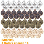 60pcs Crown Pendant Charm Alloy Round Crown Charms Beads King Charms Craft Supplies for DIY Necklace Bracelets Jewelry Pendant Making,4 Colors