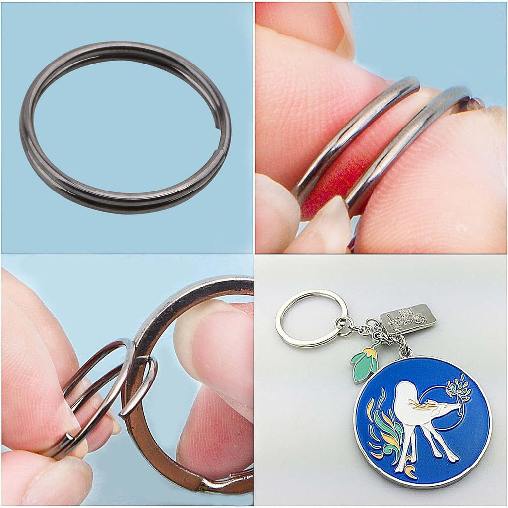 200pcs Gun Black Double Jump Rings Metal Open Jump Rings Split Ring Keyring Connectors for DIY Bracelet Necklace Earring Jewelry Making Supplies, 10mm/16mm/20mm