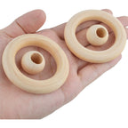 20Pcs Natural Wood Rings Wooden Hoop with 50Pcs Unfinished Wood Beads Wooden Loose Beads for DIY Pendant Connectors Jewelry Making Macrame Wall Hanging Craft