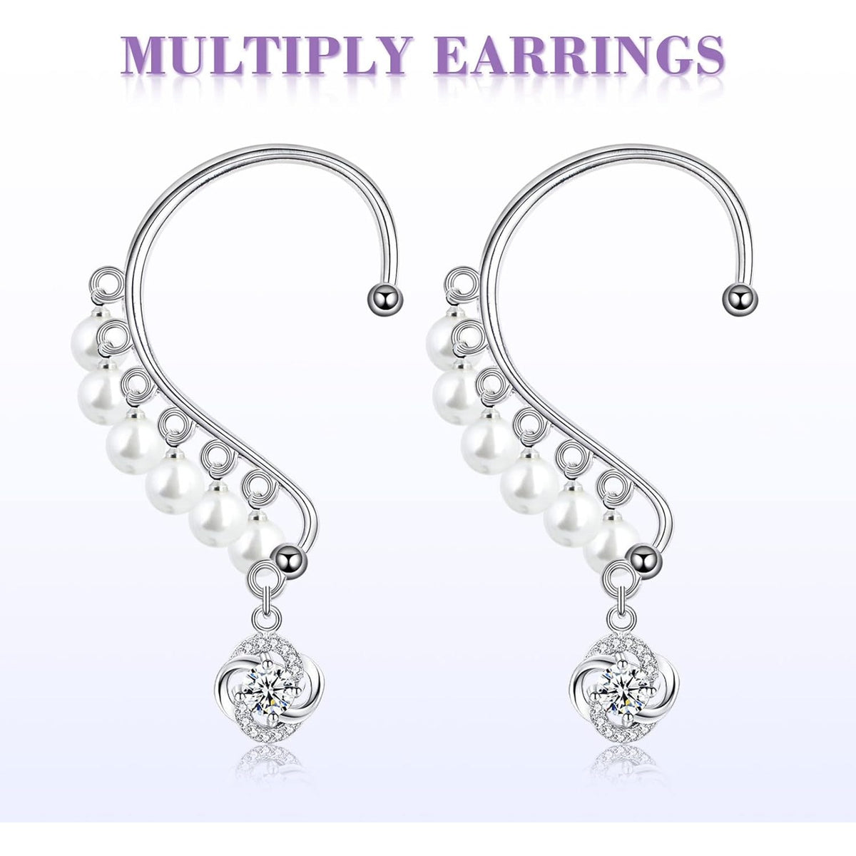 20pcs Silver Ear Cuffs Wrap 7 Holes Earring Hooks Non Pierced Around Ear Wraps Ear Cuff Tassel Drop Earrings Components for DIY Earrings Jewelry Making Decoration